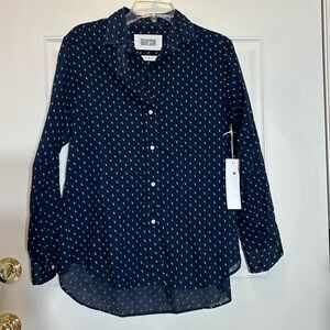 Anthropologie Grayson The Hero Blue Geese Print Button Up Shirt Size 3 (Medium)
